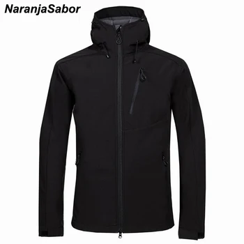 

NaranjaSabor Men's Winter Fleece Heated Softshell Jackets Casual Hooded Windbreaker Male Jogger Coats Outwear Men Brand Clothing