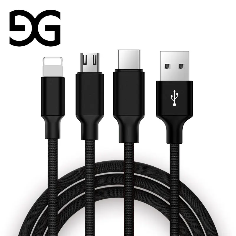 GUSGU 3 в 1 USB кабель для iPhone 5 SE 6 7 8 X Type C быстрой зарядки Xiaomi Huawei MacBook Micro дата