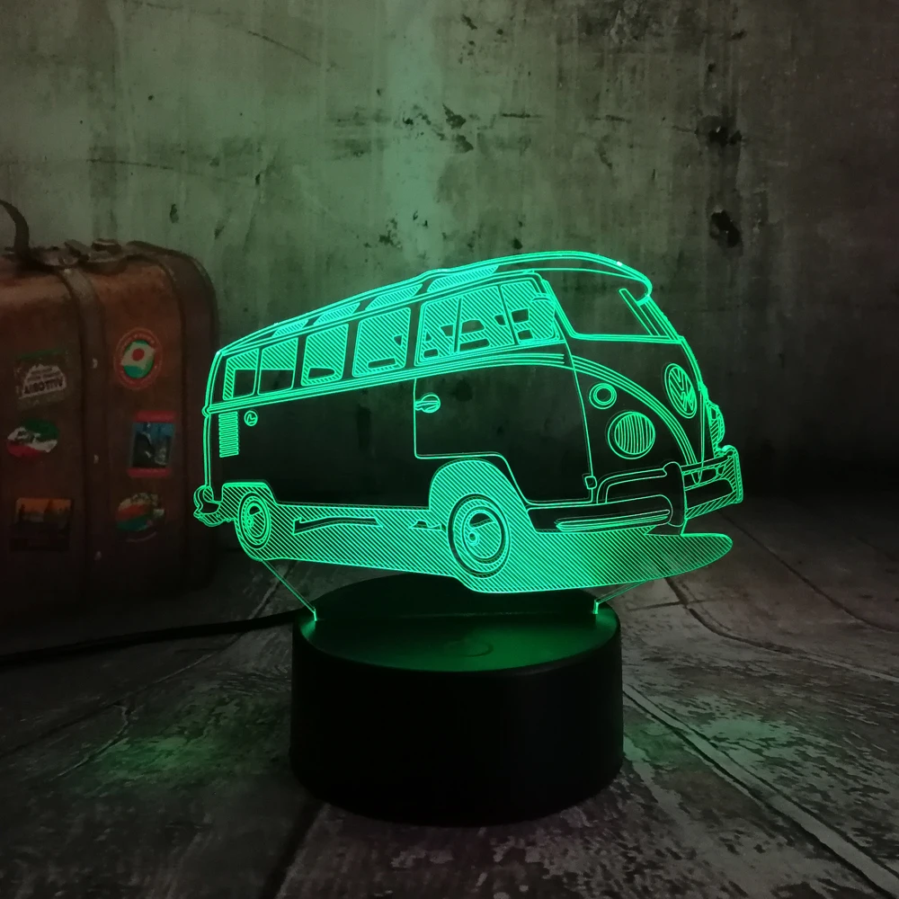 Nuevo 2018 3D Lamparas patrulla autobús LED 7 cambio de Color de luz de la noche dormitorio lámpara decoración niño chico de Navidad halloween juguete de regalo Nuevo 2018 3D Lamparas patrulla autobús LED 7 cambio de Color de luz de la noche dormitorio lámpara decoración niño chico de Navidad halloween juguete de regalo