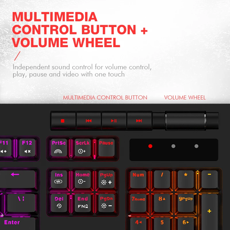  HAVIT Mechanical Keyboard USB Wired 104 Keys Blue Switch Gaming Keyboard Multifunctional Full Color