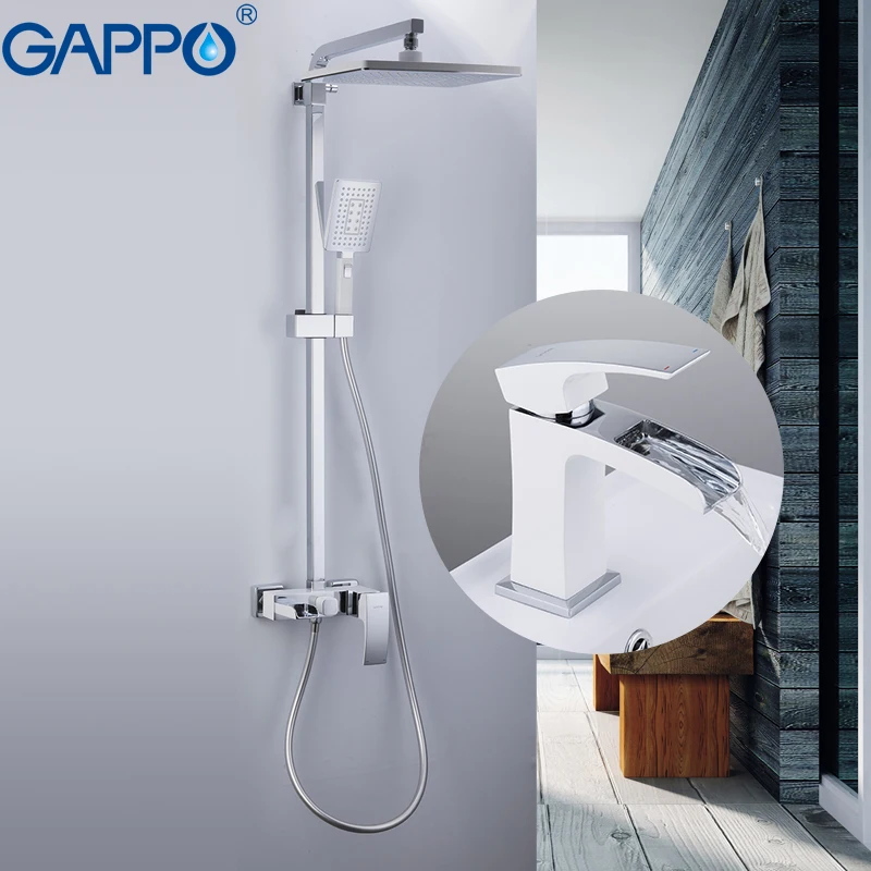 

GAPPO Sanitary Ware Suite shower basin taps chrome and white wall mounted shower sets deck mounted basin sink faucet bras