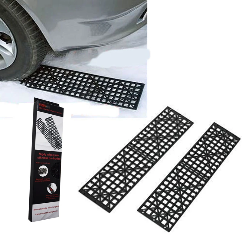 One Pair Red Black Car Sand Snow Winter Driving Tire Anti Skid Board Emergency Traction Board