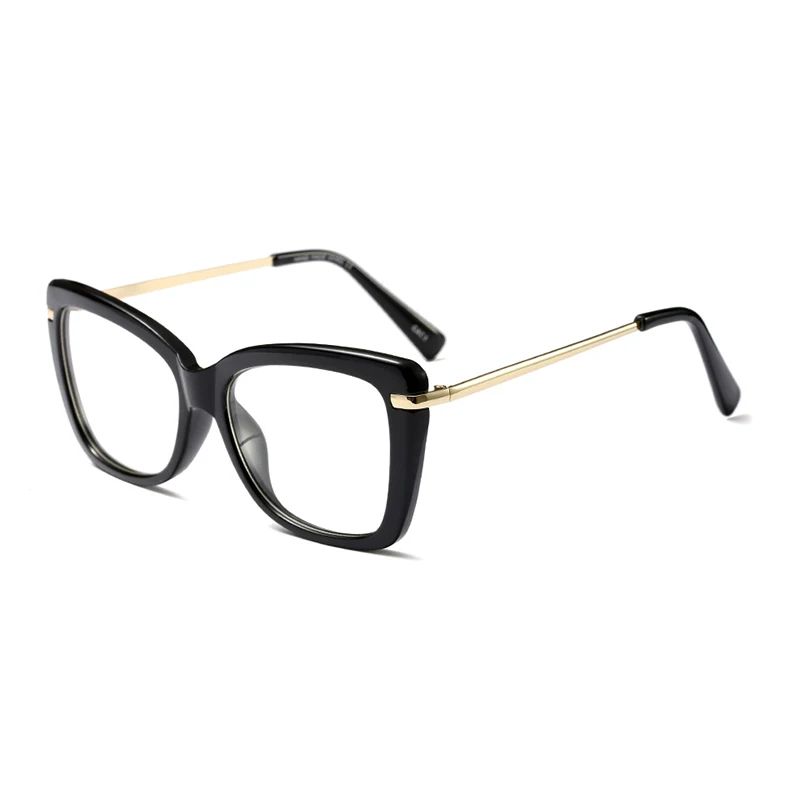 Женские металлические ножки дизайнерские оптические очки по рецепту ацетатные оправы очки для женщин очки оправа модные стили - Цвет оправы: Черный