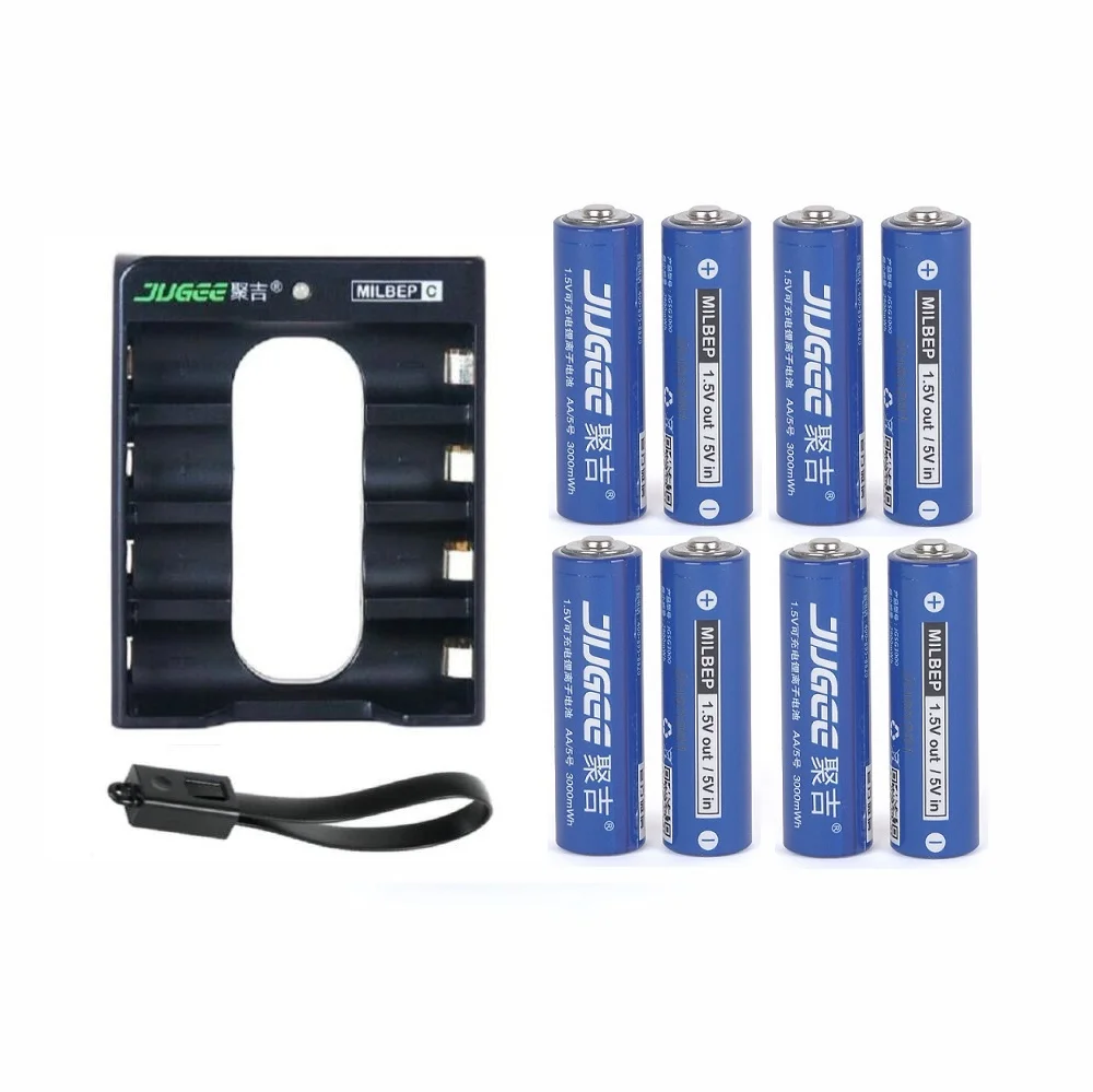

Powerful 8 pcs 1.5 v 3000mWh AA Li - polymer Li - ion lithium polymer rechargeable batterie avec charger set+1 USB charger