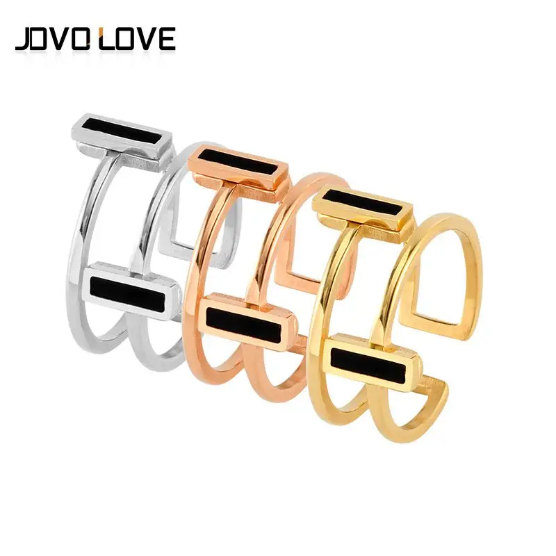 

Cuff Ring Double Bar Open Anillo Adjustable Simple Punk Finger Rings Silver Rose Gold Color Men Women Jewelry for Wedding Gift