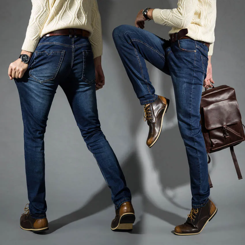 

Mens Elastic Jeans Male Casual Fashion Stylish Designer Pants Guy Autumn Winter Spring Trousers RAW0603