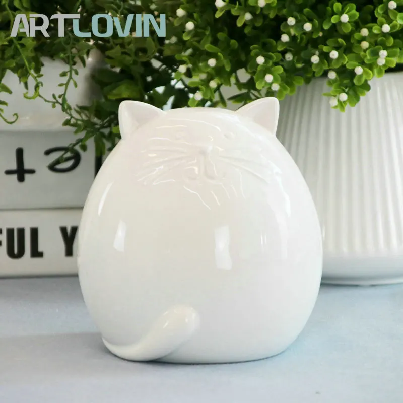 Милые Керамика Миниатюрный кот зеленый фигурки Винтаж Home Decor украшения Maison