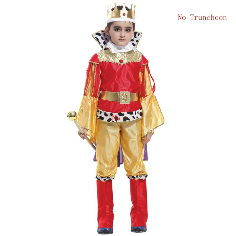 Мальчики Красивый король костюмы на Хеллоуин Косплей Костюм сценическая одежда + корона + плащ + ремень (без скипетра)