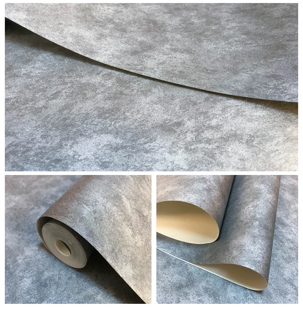 Винтажная однотонная абстрактная бетонная настенная бумага древесный уголь черный/серебристо-серый настенный бумажный рулон для спальни