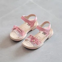 Резиновые сандалии; детские летние сандалии для девочек; пляжные сандалии для принцессы с украшением в виде бабочки и жемчуга;# XTN
