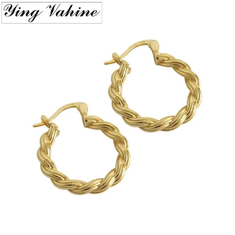 

ying Vahine Jewelry 925 Sterling Silver Thick Twisted Annulus Stud Earrings for Women orecchini boucle d'oreille femme 2018