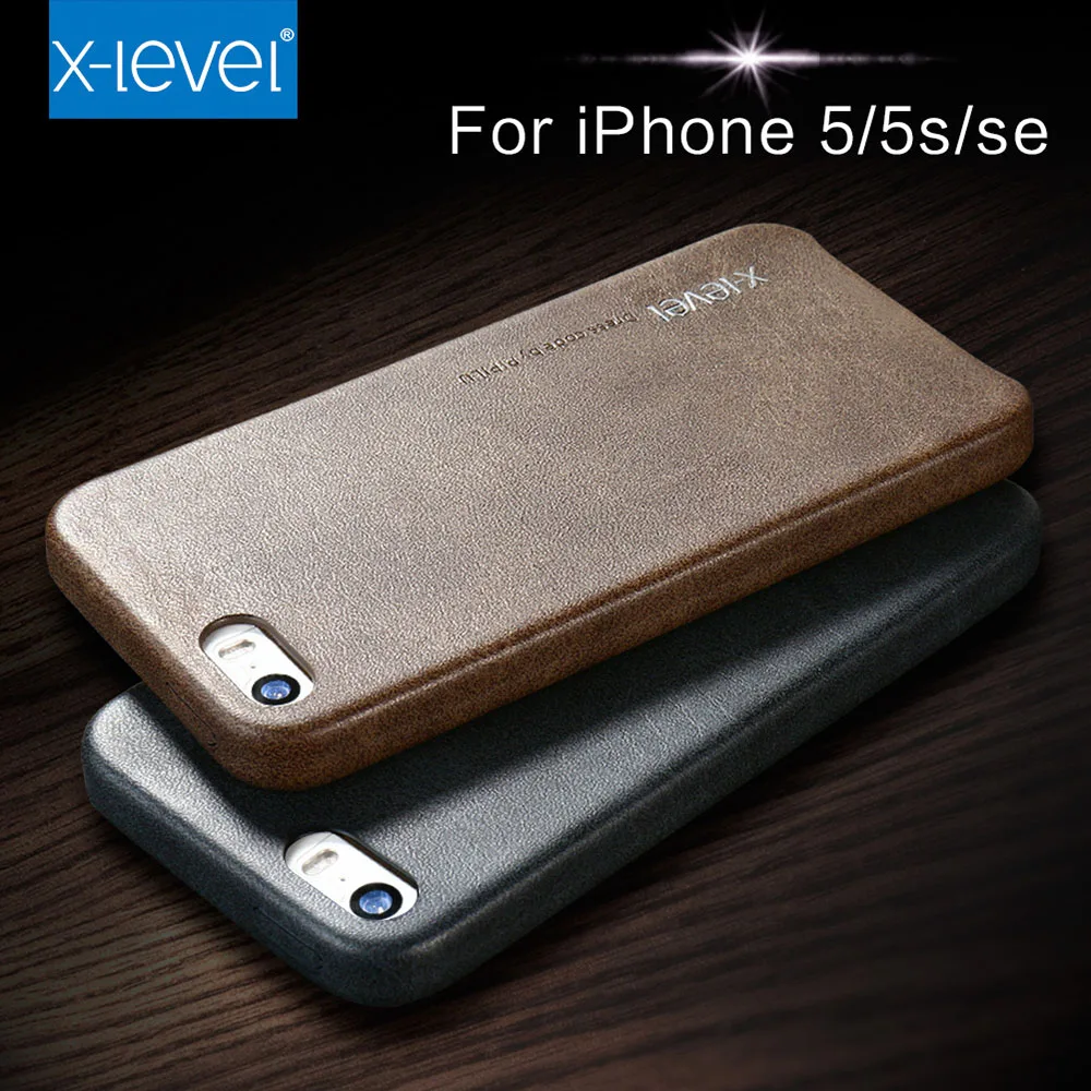 

For iPhone 5 5S Ultra thin Retro Phone Back Cover X-Level Vintage Luxury Leather Case For Coque iPhone SE Business PU Leather