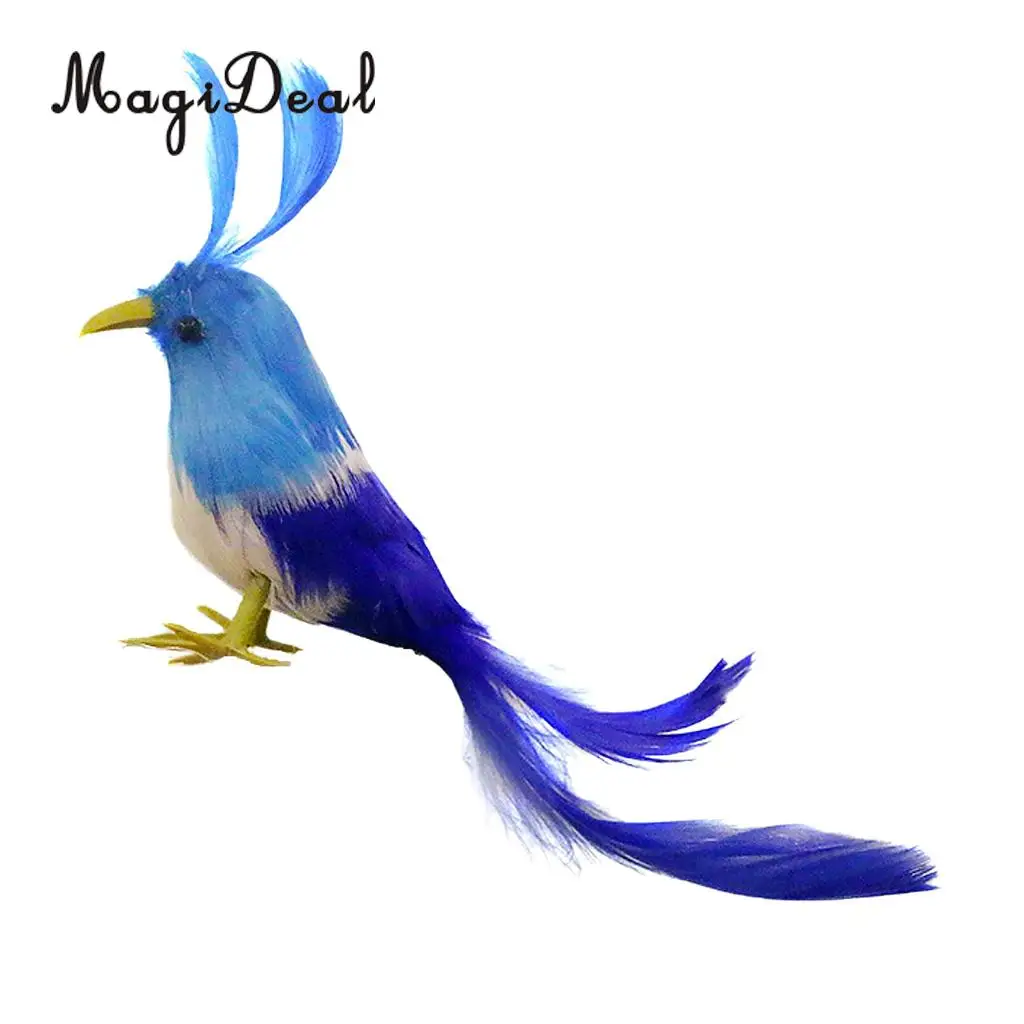 MagiDeal Realistic Artificial Feathered Fake Mini Birds Garden Decoration Figurine Miniature Model Long Tail