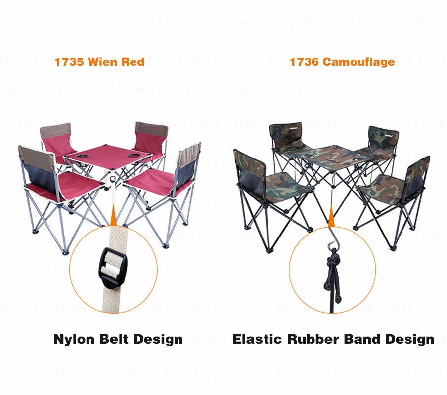 Hewolf складные переносные столы на открытом воздухе для кемпинга 4 сиденья 1 стол для пикника стулья для рыбалки принадлежности для барбекю