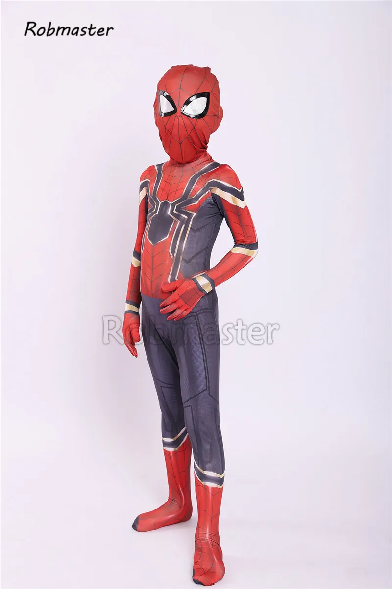 Newest Iron Spiderman Cosplay Costume Avengers Spider Zentai for Kids Boys Halloween Superhero Spiderman Bodysuit Suit Jumpsuit