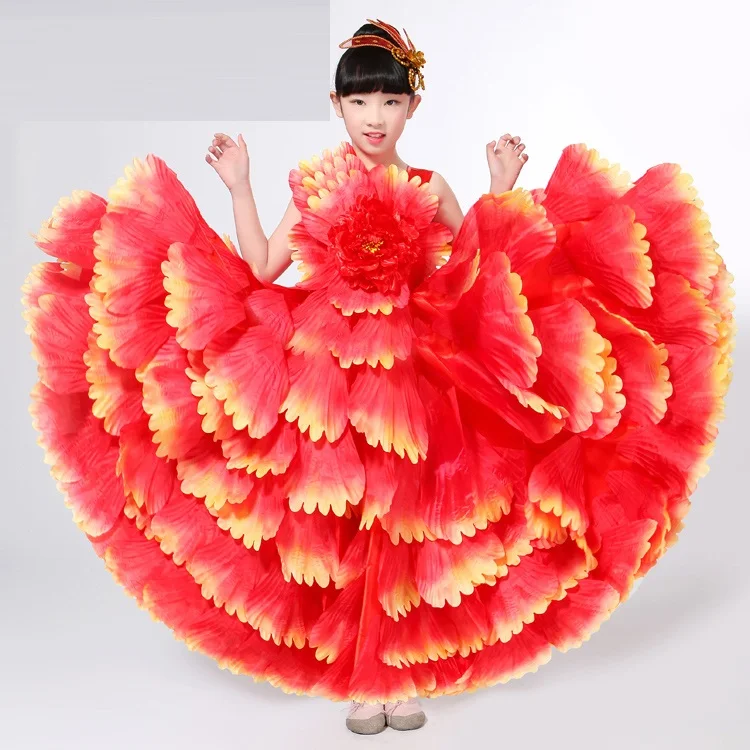 Фламенко платья для детей с цветочным принтом Bullfight Большие Качели Танец живота Spodnica Бальные причудливые праздничная одежда M100