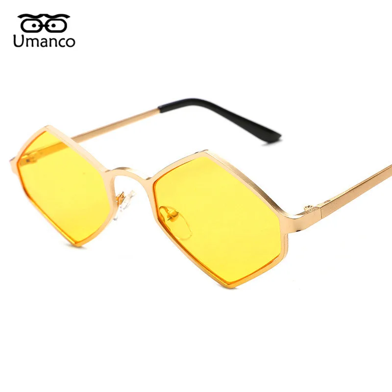 Umanco геометрические стимпанк Солнцезащитные очки женские мужские винтажные Модные металлические очки мужские очки для вождения Женские Ретро Золотые очки - Цвет линз: 06