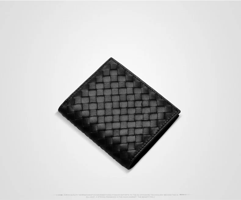 Men Wallets 100% Leather Top Baby Cow Leather Short money clip Fashion Woven Luxury Brand Wallet Simple Business 2021 New Spot