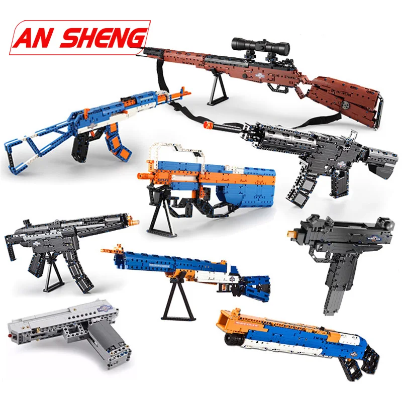 

Sniper Rifle Guns SWAT Military Weapon Pack Lot Blocks Model Building Kits WW2 AK47 98K Child Kid Toys Technic