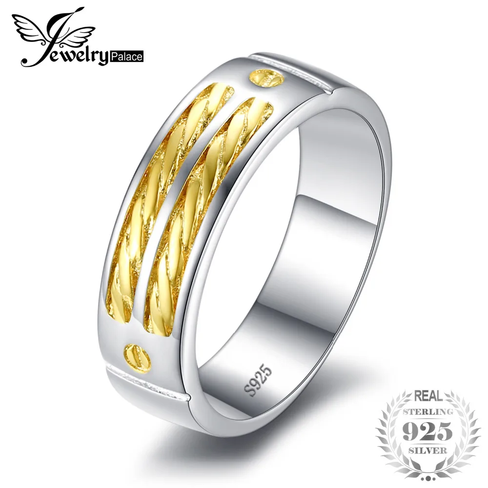 JewelryPalace Anniversary Wedding Band Ring 2 Tone 925 Sterling Silver