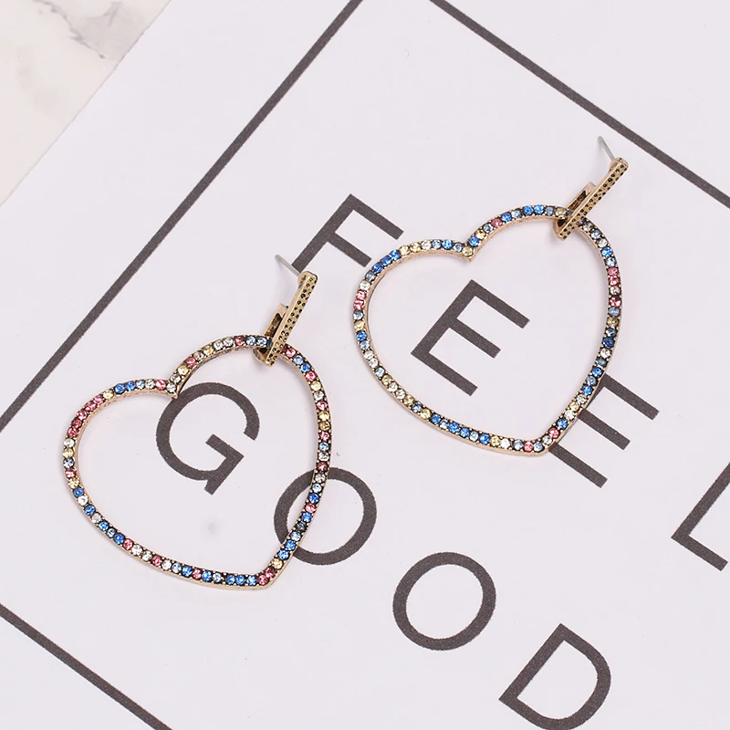 Jujia богемные модные подвесное сердечко серьги новые Bijoux блестящие разноцветные модные ювелирные изделия серьги для женщин оптом