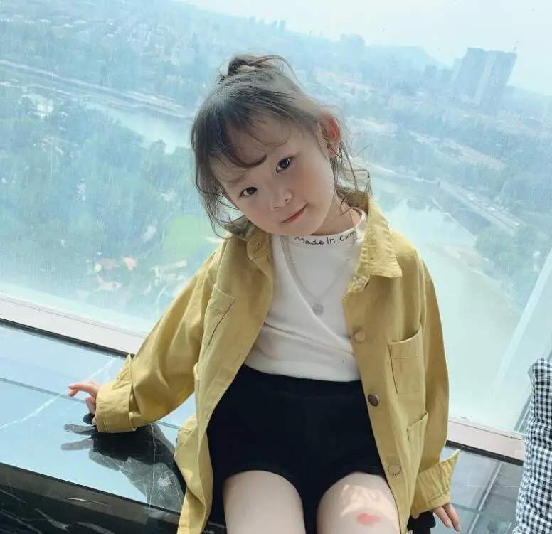 new wholesale girls shirt cotton autumn full sleeve fashion girls coat 2-7 years HU931 - Color: Gold