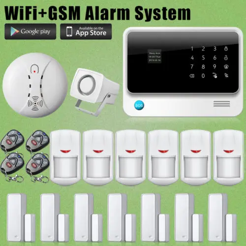 

G90B WIFI GSM Home Burglar Alarm+Motion Sensor+Smoke Detector For Security