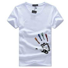 Men T-Shirts Plus Size 5XL 4XL Tee Shirt Homme Summer Short Sleeve Men's T Shirts Male TShirts Simple palm print design Tshirt long sleeve plus size palm print asymmetrical t shirt