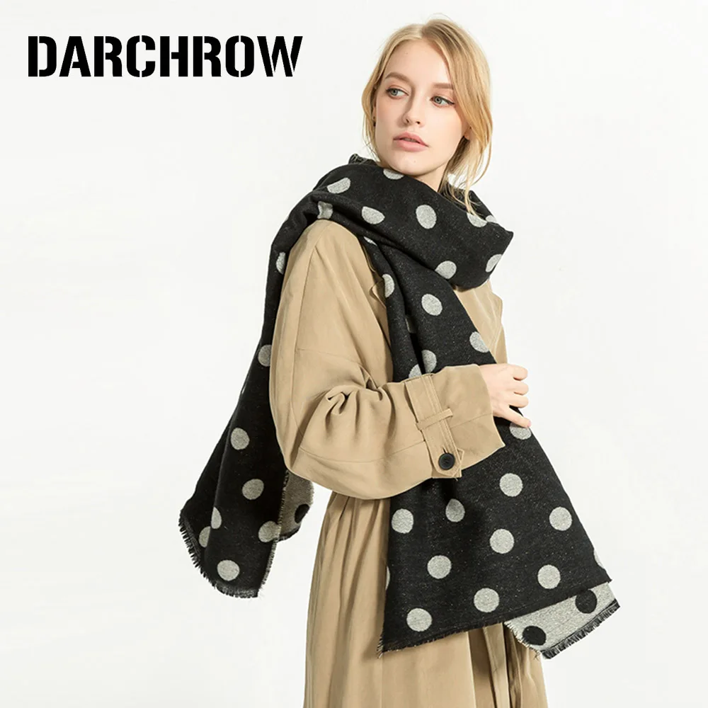 DARCHROW Fashion Design Brand Woman Long Polka Dots Scarves Winter Scarf Women Wool Bufandas Warm Cashmere Shawls and Scarves