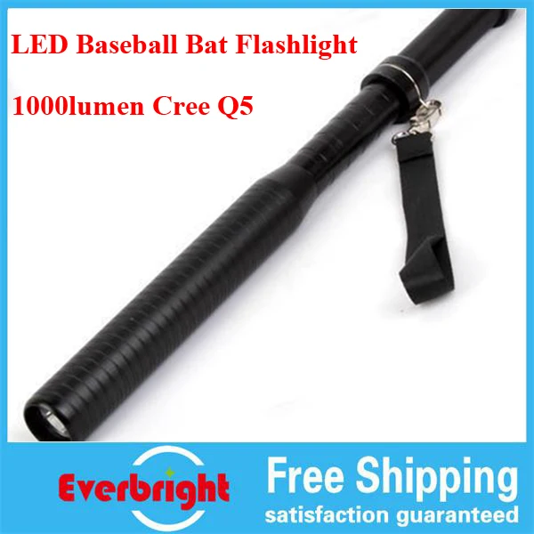 2017 новое самообороны 1000 люмен Q5 супер яркий светодиодный Бейсбол bat плоский для кемпинга и аварийное Освещение Батон фонарик