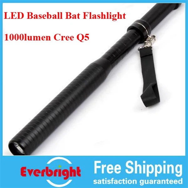 

2017 Real New self defense 1000lumen Q5 Led Super Bright Baseball Bat Flat for Camping And Emergency Lighting baton Flashlight