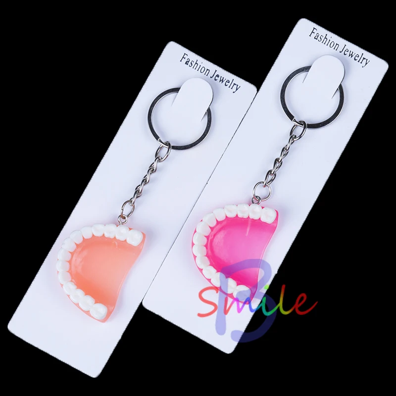 2pcs Dental Tooth Keychain Resin Molar Upper Jaw Model Shape Pendant Key Ring Dentist Decoration Clinic Ornament Gift