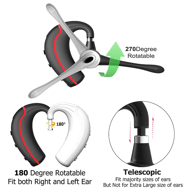 Adjustable Wireless Bluetooth Earphone Headphone CSR 4.2 stereo Handsfree Headset with Noise Cancel