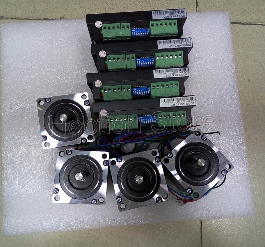 

Wholesale 8 pcs a lot 4 Axis CNC control system include 4 pcs stepper motor NEMA 23 (312OZ=2.2NM) +4 pcs stepper driver M542-DSP