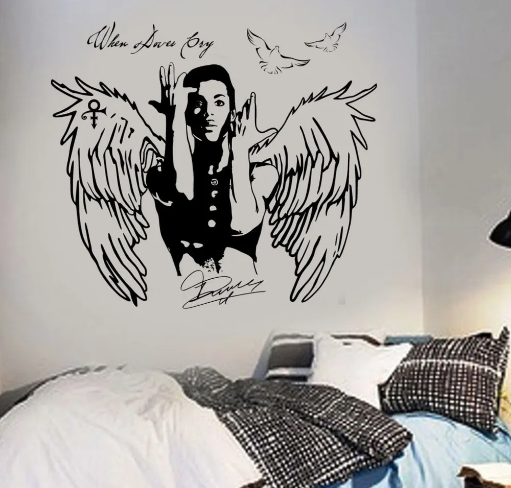 

Wall Art Sticker Prince Decal When Doves Cry celebrity pop-singer Wall Stickers For Teens Room Boy Girl Bedroom Mural A246