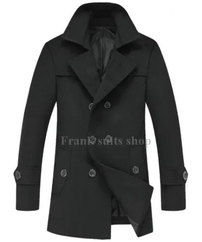 

2017 Custom-made Hot Men's casual thick collar double-breasted wool coat overcoat