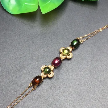 

Fine Jewelry Real 18K Rose Gold AU750 G18K 100% Natural Brazil Tourmaline Gemstones Jewellery Bracelets for women Fine Bracelet