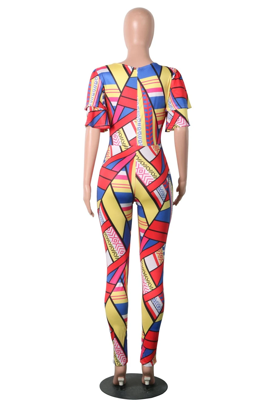 BAIBAZIN African Dashiki for Wome Print Fashion Casual Round Neck Jumpsuits Loose Sleeve