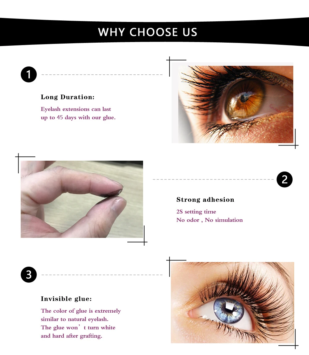 zwellbe 5ml Eyelash Extension Glue 1-3 Seconds Fast Drying Eyelashes Glue Pro Lash Glue Black Adhesive Retention 5-7 weeks