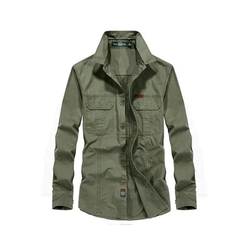 

New 2018 Casual Military Shirts Long Sleeve Brand Clothing Army Dress Shirt Plus Size M-4XL Camisa Masculina