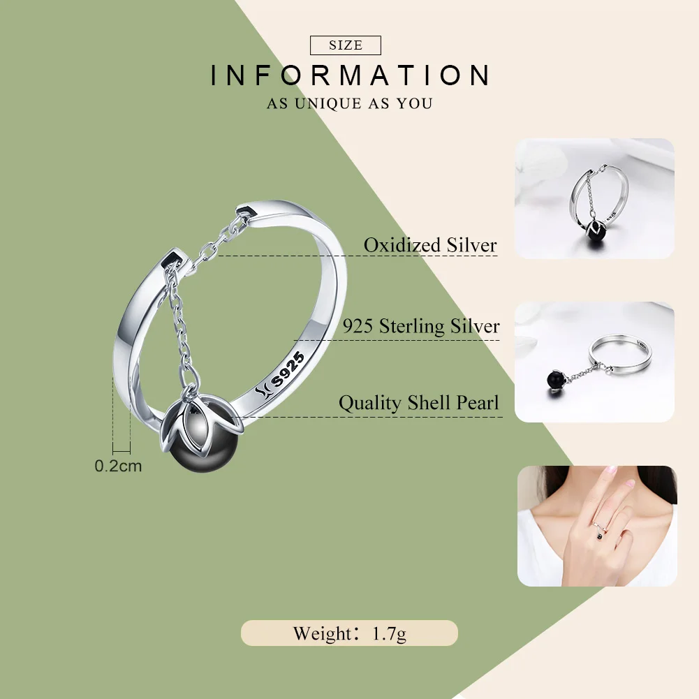 BAMOER Hot Sale Authentic 925 Sterling Silver Tears Of Flowers Dangle Open Finger Rings for Women Sterling Silver Jewelry SCR314