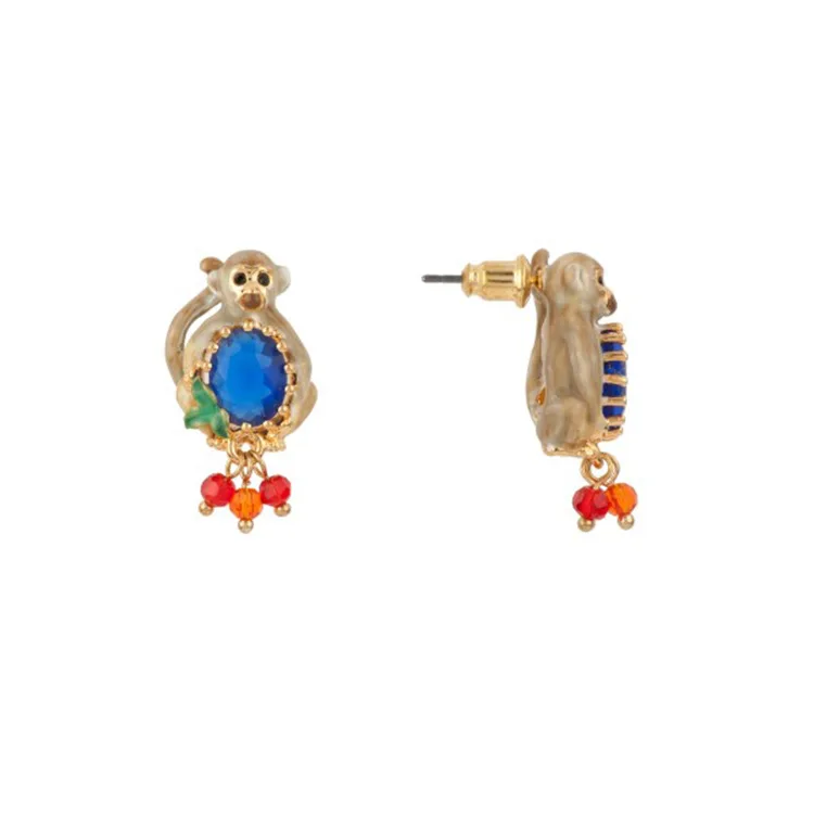 

Dyxytwe Fashion Gem Bead Monkey Jewelry Stud Earrings For Ladies Luxury Party Accessories Good Gift 2017