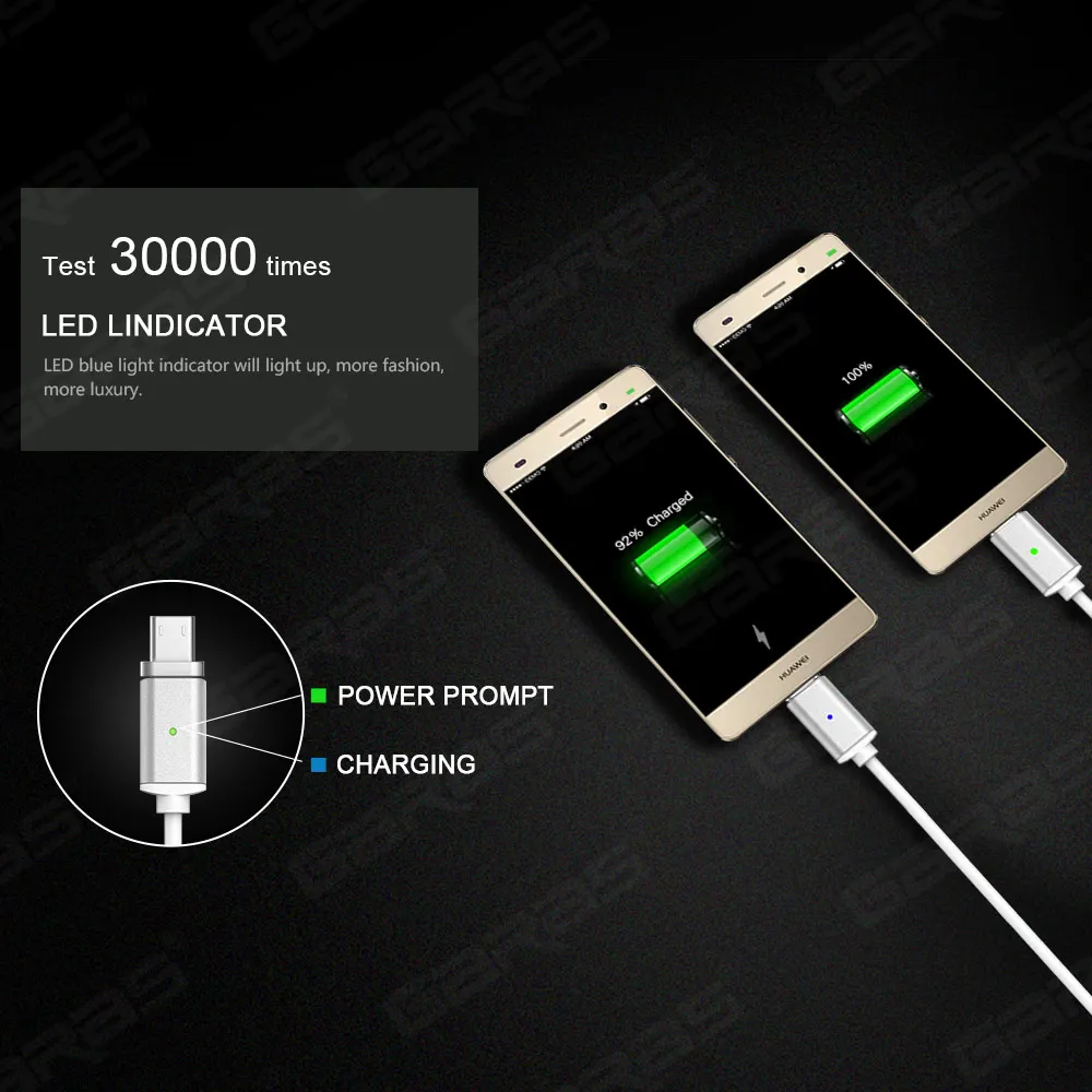 Магнитный USB кабель GARAS Type C адаптер для быстрой зарядки и передачи данных на