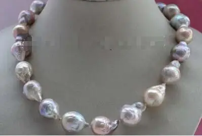 

Natural 22mm Multicolor Baroque Ke shi dun Pearl necklace #f2424!
