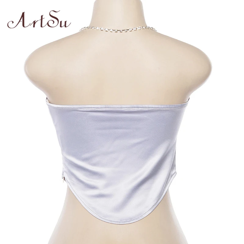 ArtSu, сексуальный женский топ без рукавов с открытой спиной и открытыми плечами, укороченный топ, Mujer Camis Hatler, топ, майка, уличная одежда ASVE20368
