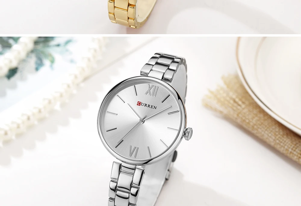 CURREN Simple Fashion Stainless Steel Analog Quartz Wrist Watch Calendar Female Dress Watch Women Clock Relogio Feminino 9017