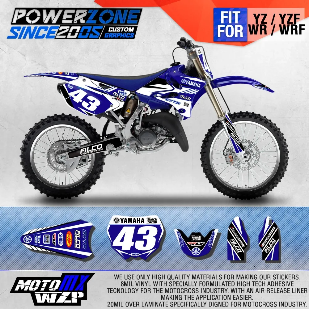 Custom Team Graphics Backgrounds Decals 3M Sticker For YZ YZF X WR F R X 1996 to 2017 Motorcylce Dirt Bike MX Racing Parts