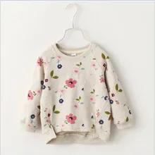 2016 new autumn girls children’s clothing casual short girls sweatshirts collar fresh flowers full sleeved hoodies