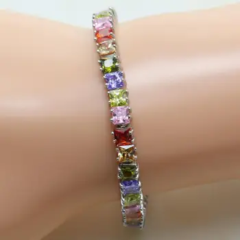 

Otogo Transing Geometric Color Cubic Zirconia Stone Silver Color Inlay Fashion Women Bracelet Bracelet Free Shipping-J078C