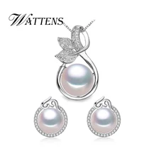 Жемчужный набор, натуральный жемчуг, ожерелье, кольцо, серьги-гвоздики для женщин, серебро 925 пробы, Большой жемчуг, роскошный циркон, подарок на свадьбу